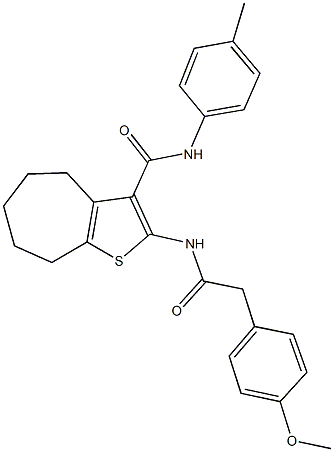 2-{[(4-methoxyphenyl)acetyl]amino}-N-(4-methylphenyl)-5,6,7,8-tetrahydro-4H-cyclohepta[b]thiophene-3-carboxamide,352339-69-6,结构式