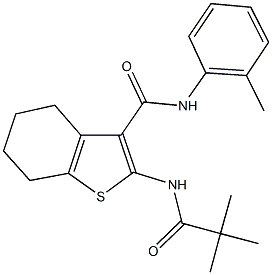 2-[(2,2-dimethylpropanoyl)amino]-N-(2-methylphenyl)-4,5,6,7-tetrahydro-1-benzothiophene-3-carboxamide 化学構造式