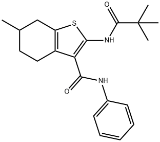 2-[(2,2-dimethylpropanoyl)amino]-6-methyl-N-phenyl-4,5,6,7-tetrahydro-1-benzothiophene-3-carboxamide,352340-04-6,结构式