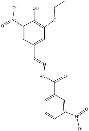 N'-{3-ethoxy-4-hydroxy-5-nitrobenzylidene}-3-nitrobenzohydrazide 结构式