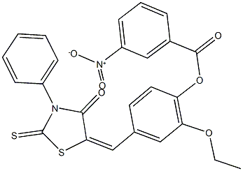 2-ethoxy-4-[(4-oxo-3-phenyl-2-thioxo-1,3-thiazolidin-5-ylidene)methyl]phenyl 3-nitrobenzoate Structure