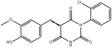 1-(2-chlorophenyl)-5-(4-hydroxy-3-methoxybenzylidene)-2,4,6(1H,3H,5H)-pyrimidinetrione Structure