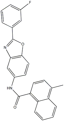 N-[2-(3-fluorophenyl)-1,3-benzoxazol-5-yl]-4-methyl-1-naphthamide,352341-18-5,结构式