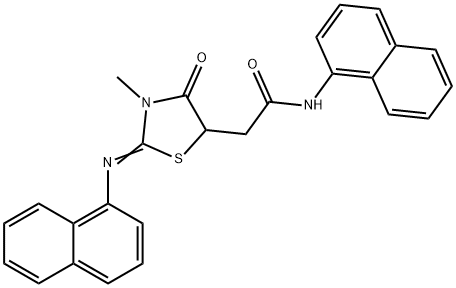 2-[3-methyl-2-(1-naphthylimino)-4-oxo-1,3-thiazolidin-5-yl]-N-(1-naphthyl)acetamide Structure