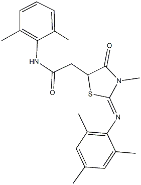 N-(2,6-dimethylphenyl)-2-[2-(mesitylimino)-3-methyl-4-oxo-1,3-thiazolidin-5-yl]acetamide 结构式