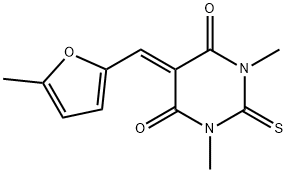 1,3-dimethyl-5-[(5-methyl-2-furyl)methylene]-2-thioxodihydro-4,6(1H,5H)-pyrimidinedione Structure