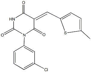 1-(3-chlorophenyl)-5-[(5-methyl-2-thienyl)methylene]-2,4,6(1H,3H,5H)-pyrimidinetrione|