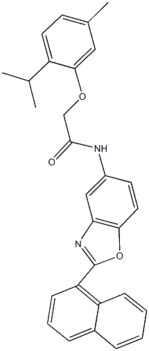 2-(2-isopropyl-5-methylphenoxy)-N-[2-(1-naphthyl)-1,3-benzoxazol-5-yl]acetamide 化学構造式