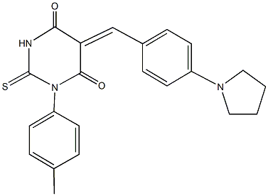 1-(4-methylphenyl)-5-[4-(1-pyrrolidinyl)benzylidene]-2-thioxodihydro-4,6(1H,5H)-pyrimidinedione 结构式