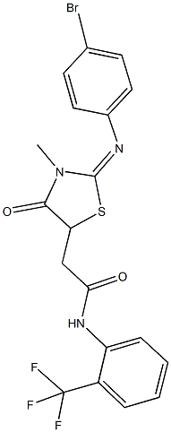 2-{2-[(4-bromophenyl)imino]-3-methyl-4-oxo-1,3-thiazolidin-5-yl}-N-[2-(trifluoromethyl)phenyl]acetamide Structure