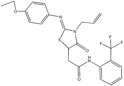 2-{3-allyl-2-[(4-ethoxyphenyl)imino]-4-oxo-1,3-thiazolidin-5-yl}-N-[2-(trifluoromethyl)phenyl]acetamide 结构式