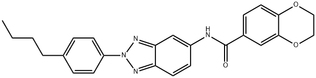 N-[2-(4-butylphenyl)-2H-1,2,3-benzotriazol-5-yl]-2,3-dihydro-1,4-benzodioxine-6-carboxamide Struktur