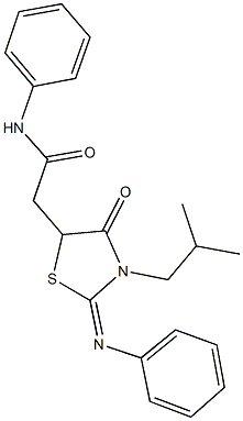 2-[3-isobutyl-4-oxo-2-(phenylimino)-1,3-thiazolidin-5-yl]-N-phenylacetamide Struktur