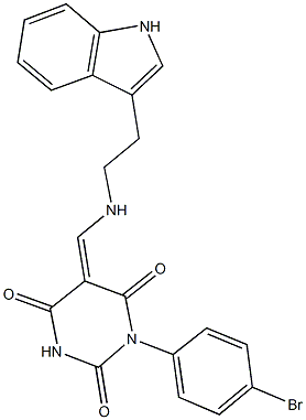 1-(4-bromophenyl)-5-({[2-(1H-indol-3-yl)ethyl]amino}methylene)-2,4,6(1H,3H,5H)-pyrimidinetrione Struktur