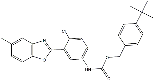 4-tert-butylbenzyl 4-chloro-3-(5-methyl-1,3-benzoxazol-2-yl)phenylcarbamate,352344-97-9,结构式