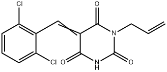 1-allyl-5-(2,6-dichlorobenzylidene)-2,4,6(1H,3H,5H)-pyrimidinetrione,352345-47-2,结构式