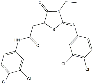 N-(3,4-dichlorophenyl)-2-{2-[(3,4-dichlorophenyl)imino]-3-ethyl-4-oxo-1,3-thiazolidin-5-yl}acetamide Struktur