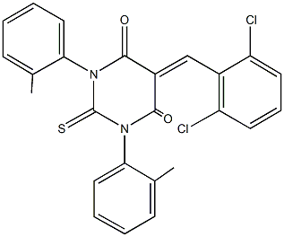 5-(2,6-dichlorobenzylidene)-1,3-bis(2-methylphenyl)-2-thioxodihydro-4,6(1H,5H)-pyrimidinedione Struktur