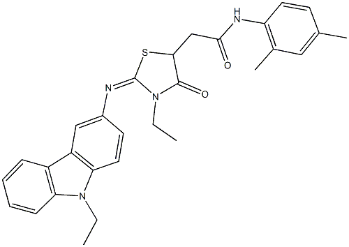 352345-86-9 N-(2,4-dimethylphenyl)-2-{3-ethyl-2-[(9-ethyl-9H-carbazol-3-yl)imino]-4-oxo-1,3-thiazolidin-5-yl}acetamide