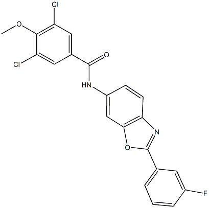 3,5-dichloro-N-[2-(3-fluorophenyl)-1,3-benzoxazol-6-yl]-4-methoxybenzamide Structure