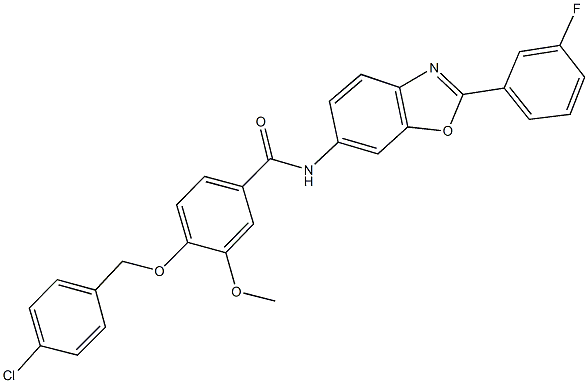 4-[(4-chlorobenzyl)oxy]-N-[2-(3-fluorophenyl)-1,3-benzoxazol-6-yl]-3-methoxybenzamide|