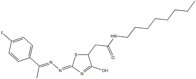 2-(2-{[1-(4-fluorophenyl)ethylidene]hydrazono}-4-hydroxy-2,5-dihydro-1,3-thiazol-5-yl)-N-octylacetamide Struktur