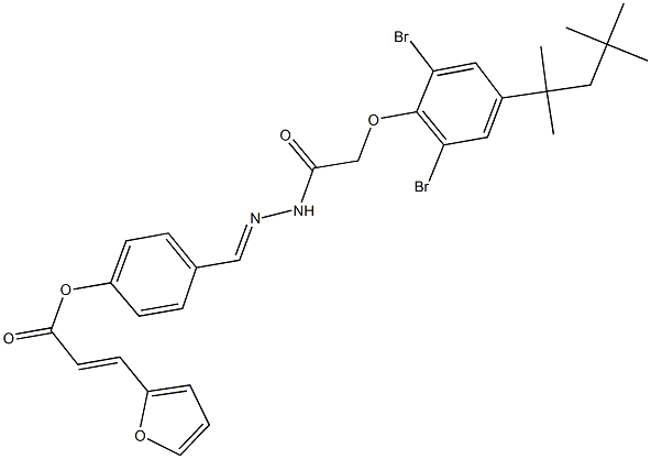 4-(2-{[2,6-dibromo-4-(1,1,3,3-tetramethylbutyl)phenoxy]acetyl}carbohydrazonoyl)phenyl 3-(2-furyl)acrylate Structure