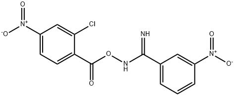 N'-({2-chloro-4-nitrobenzoyl}oxy)-3-nitrobenzenecarboximidamide 化学構造式