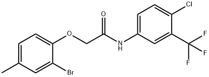 2-(2-bromo-4-methylphenoxy)-N-[4-chloro-3-(trifluoromethyl)phenyl]acetamide 结构式