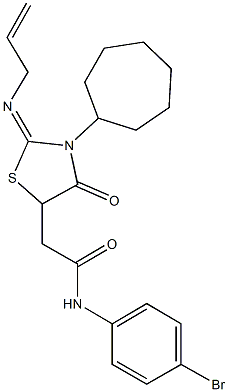 2-[2-(allylimino)-3-cycloheptyl-4-oxo-1,3-thiazolidin-5-yl]-N-(4-bromophenyl)acetamide,352347-37-6,结构式