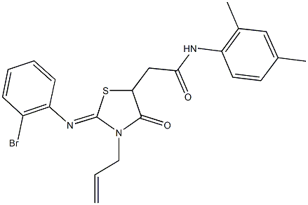 2-{3-allyl-2-[(2-bromophenyl)imino]-4-oxo-1,3-thiazolidin-5-yl}-N-(2,4-dimethylphenyl)acetamide Structure