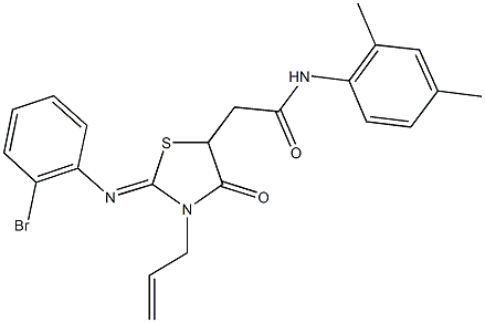 2-{3-allyl-2-[(2-bromophenyl)imino]-4-oxo-1,3-thiazolidin-5-yl}-N-(2,4-dimethylphenyl)acetamide|