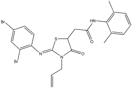 2-{3-allyl-2-[(2,4-dibromophenyl)imino]-4-oxo-1,3-thiazolidin-5-yl}-N-(2,6-dimethylphenyl)acetamide Structure