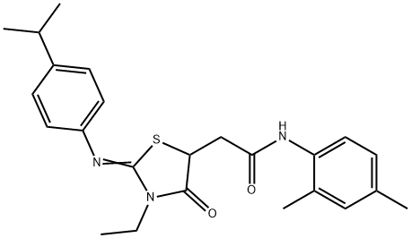 N-(2,4-dimethylphenyl)-2-{3-ethyl-2-[(4-isopropylphenyl)imino]-4-oxo-1,3-thiazolidin-5-yl}acetamide Structure