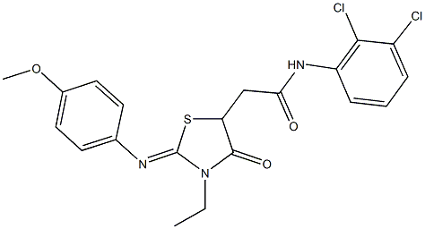 N-(2,3-dichlorophenyl)-2-{3-ethyl-2-[(4-methoxyphenyl)imino]-4-oxo-1,3-thiazolidin-5-yl}acetamide,352348-21-1,结构式