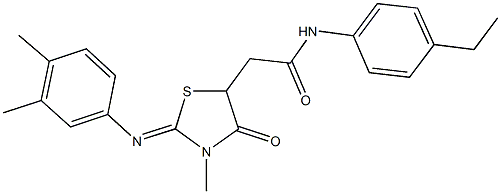 2-{2-[(3,4-dimethylphenyl)imino]-3-methyl-4-oxo-1,3-thiazolidin-5-yl}-N-(4-ethylphenyl)acetamide Structure