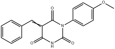 5-benzylidene-1-(4-methoxyphenyl)-2,4,6(1H,3H,5H)-pyrimidinetrione 化学構造式