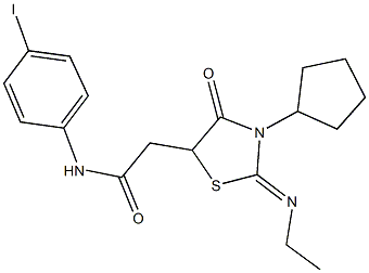 2-[3-cyclopentyl-2-(ethylimino)-4-oxo-1,3-thiazolidin-5-yl]-N-(4-iodophenyl)acetamide|