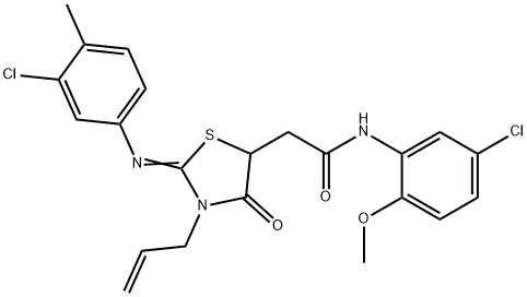 2-{3-allyl-2-[(3-chloro-4-methylphenyl)imino]-4-oxo-1,3-thiazolidin-5-yl}-N-(5-chloro-2-methoxyphenyl)acetamide Struktur