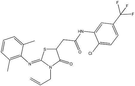 2-{3-allyl-2-[(2,6-dimethylphenyl)imino]-4-oxo-1,3-thiazolidin-5-yl}-N-[2-chloro-5-(trifluoromethyl)phenyl]acetamide,352348-81-3,结构式