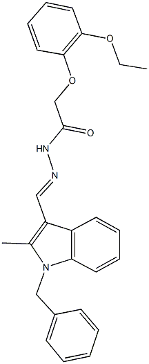 N'-[(1-benzyl-2-methyl-1H-indol-3-yl)methylene]-2-(2-ethoxyphenoxy)acetohydrazide Struktur