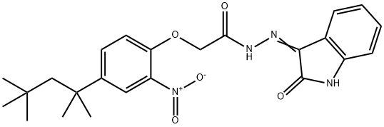 2-[2-nitro-4-(1,1,3,3-tetramethylbutyl)phenoxy]-N'-(2-oxo-1,2-dihydro-3H-indol-3-ylidene)acetohydrazide Structure