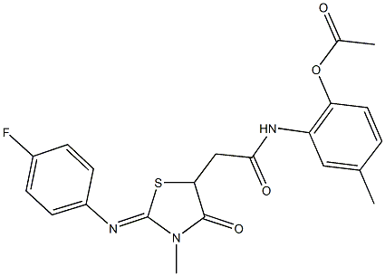 2-[({2-[(4-fluorophenyl)imino]-3-methyl-4-oxo-1,3-thiazolidin-5-yl}acetyl)amino]-4-methylphenyl acetate Struktur