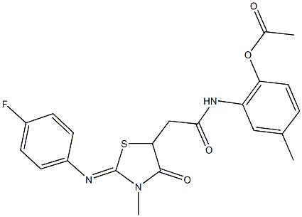 2-[({2-[(4-fluorophenyl)imino]-3-methyl-4-oxo-1,3-thiazolidin-5-yl}acetyl)amino]-4-methylphenyl acetate 结构式