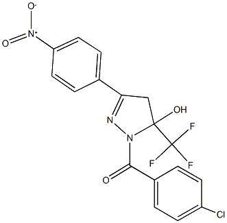 1-(4-chlorobenzoyl)-3-{4-nitrophenyl}-5-(trifluoromethyl)-4,5-dihydro-1H-pyrazol-5-ol,352349-91-8,结构式