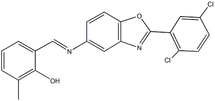 2-({[2-(2,5-dichlorophenyl)-1,3-benzoxazol-5-yl]imino}methyl)-6-methylphenol Struktur