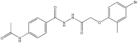 N-[4-({2-[(4-bromo-2-methylphenoxy)acetyl]hydrazino}carbonyl)phenyl]acetamide Struktur