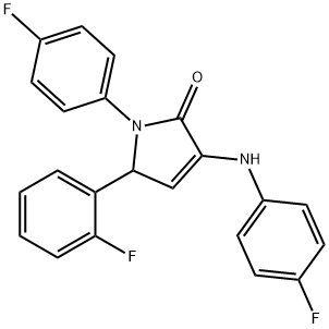 3-(4-fluoroanilino)-5-(2-fluorophenyl)-1-(4-fluorophenyl)-1,5-dihydro-2H-pyrrol-2-one 化学構造式