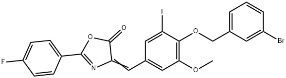 4-{4-[(3-bromobenzyl)oxy]-3-iodo-5-methoxybenzylidene}-2-(4-fluorophenyl)-1,3-oxazol-5(4H)-one Structure