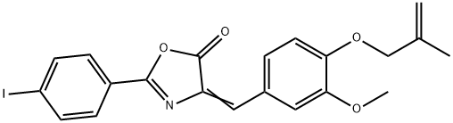 2-(4-iodophenyl)-4-{3-methoxy-4-[(2-methyl-2-propenyl)oxy]benzylidene}-1,3-oxazol-5(4H)-one 结构式